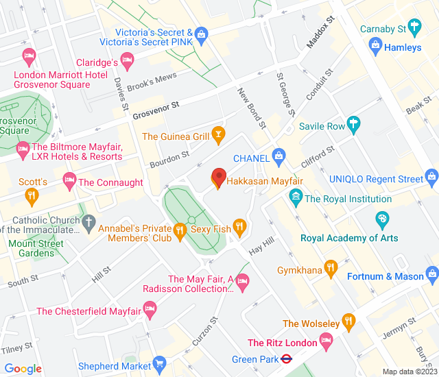 Hakkasan Mayfair map address